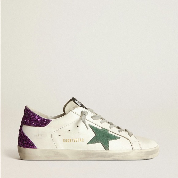 GG White Super-Star sneakers with glittery purple rear size